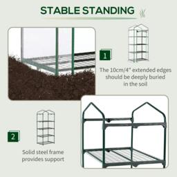 Rackhams 4 Tiers Mini Portable Greenhouse Compact Plant Grow Shed Metal Frame Transparent Clear Cover 160H x 70L x 50Wcm - thumbnail 4
