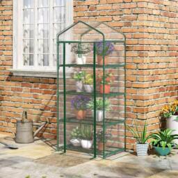 Rackhams 4 Tiers Mini Portable Greenhouse Compact Plant Grow Shed Metal Frame Transparent Clear Cover 160H x 70L x 50Wcm - thumbnail 2