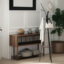 Rackhams Industrial Coat Rack Stand With 9 Hooks Rustic Brown - thumbnail 4