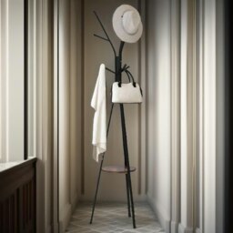 Rackhams Industrial Coat Rack Stand With 9 Hooks Rustic Brown - thumbnail 6