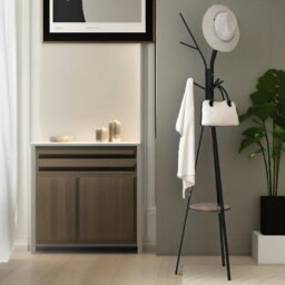 Rackhams Industrial Coat Rack Stand With 9 Hooks Rustic Brown