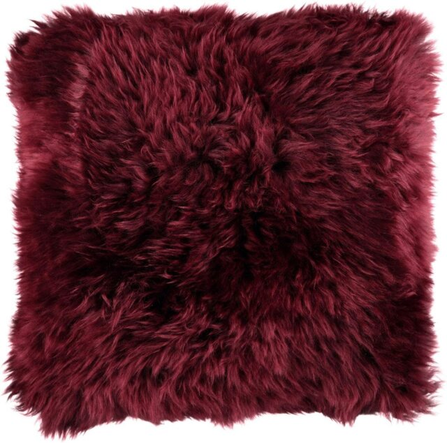 Rackhams Long-Wool Sheepskin Cushion - 35x35 cm - Burgundy - image 1