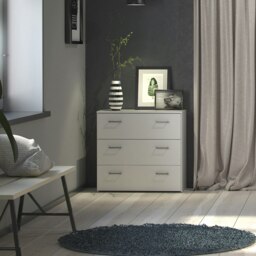 Rackhams Space Chest of 3 Drawers in White - White - Matt - Melamine - thumbnail 6