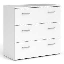 Rackhams Space Chest of 3 Drawers in White - White - Matt - Melamine