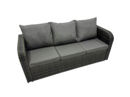Rackhams Outdoor 3 Seater Sofa Coffee Table Set Garden Rattan Furniture Set 13 Seater with 2 Side Tables 4 Stools Dark Grey - thumbnail 5
