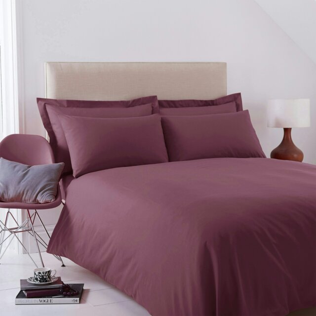Rackhams Charlotte Thomas Poetry Plain Dyed Single Aubergine Duvet Cover Set - 137 x 200cm - Aubergine - Single