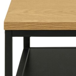 Rackhams Gila Square Coffee Table with Open Shelf in Oak & Black - 1 - Black and Natural - Brown - thumbnail 6
