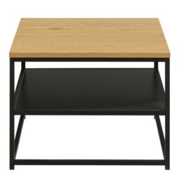 Rackhams Gila Square Coffee Table with Open Shelf in Oak & Black - 1 - Black and Natural - Brown - thumbnail 3