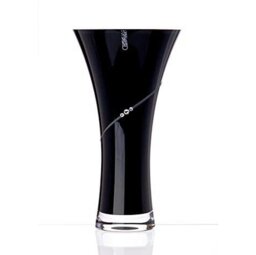 Rackhams Silhouette Black Hollow Sided Trumpet Vase Adorned with Swarovski Crystals- 25cm - Made From Premium Lead Free Crystal Glass