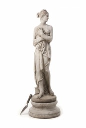 Rackhams Stone Cast Pandora Lady Garden Statue and Column - thumbnail 5
