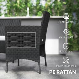 Rackhams 4 Piece Rattan Garden Furniture Sofa Set with Cushions, Black - Rattan Garden Furniture Set - Steel, PE Rattan - 102W x 58D x 82H cm - thumbnail 5