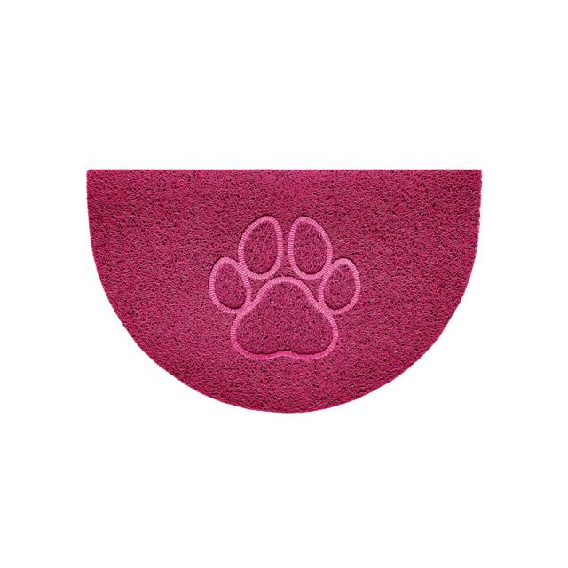 Rackhams Paw Embossed Halfmoon Indoor/Sheltered Outdoor Spaghetti Doormat - Pink - image 1