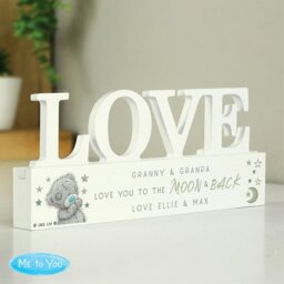 Rackhams Personalised Me To You Moon and Back Wooden Love Ornament - thumbnail 1
