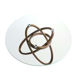 Rackhams Round tempered glass and walnut dining table 1020 - Ø150 x 75 - thumbnail 6