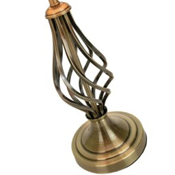 Rackhams Traditional Antique Brass Table Lamp with Barley Twist Base and Linen Shade - thumbnail 3