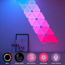 Rackhams Smart WiFi RGBW Triangle LED Wall Light Panels, Modular DIY Design, Voice & App Control, Music Sync, USB Powered - 6 Pack - thumbnail 6