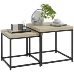 Rackhams Coffee Table Set of 2, Nest of Tables with 3.5cm Thick Tabletop, Oak - thumbnail 1