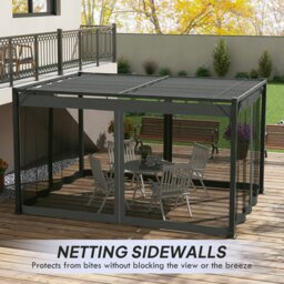 Rackhams 3 x 4m Pergola with Retractable Roof and Netting, Dark Grey - Dark Grey - Aluminium, Metal, Polyester, Nylon - 297L x 297W x 225Hcm - thumbnail 5