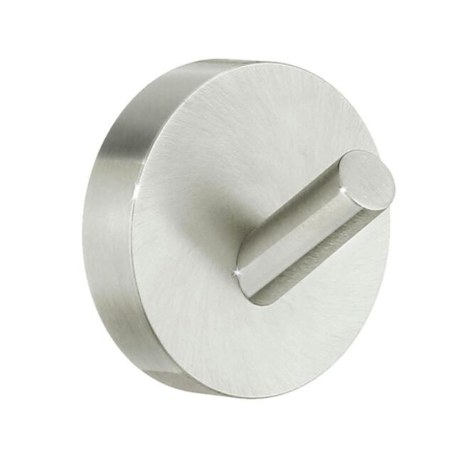 Rackhams Single Brushed Nickel Towel Hook (48mm) Wall Mounted Bathroom Storage Round Robe Hooks Clothes Hanger Coat Peg - image 1