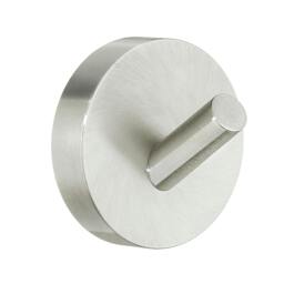 Rackhams Single Brushed Nickel Towel Hook (48mm) Wall Mounted Bathroom Storage Round Robe Hooks Clothes Hanger Coat Peg