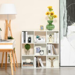 Rackhams 9 Cube Storage Cabinet Bookcase Bookshelf Home Office Shelf, White - White - thumbnail 3