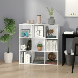 Rackhams 9 Cube Storage Cabinet Bookcase Bookshelf Home Office Shelf, White - White