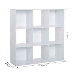 Rackhams 9 Cube Storage Cabinet Bookcase Bookshelf Home Office Shelf, White - White - thumbnail 5