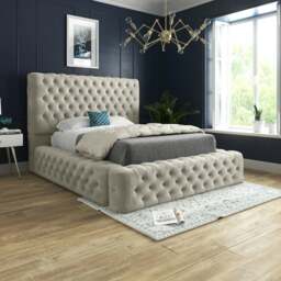 Rackhams Grand Milan Pleated Upholstery Bed Frame - Blue - Silver - Super king - thumbnail 1