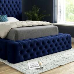 Rackhams Grand Milan Pleated Upholstery Bed Frame - Blue - Silver - Super king - thumbnail 4