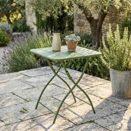 Rackhams Square Metal Bistro Folding Garden Table Moss Green - Terracotta - thumbnail 5