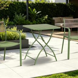 Rackhams Square Metal Bistro Folding Garden Table Moss Green - Terracotta - thumbnail 6