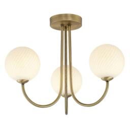 Rackhams Modern Antique Brass Plated Ceiling Light Fitting with Swirl Glass - thumbnail 2