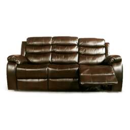 Rackhams Venlo Leather Reclining 3 Seater Sofa - Brown - thumbnail 1
