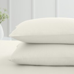 Rackhams 200 Thread Count Cotton Percale Standard Pillowcase Pair - Cream - 50x75cm (x2) - thumbnail 2