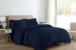 Rackhams Brushed Cotton Plain Navy Duvet Cover Set - Super King