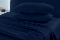 Rackhams Brushed Cotton Plain Navy Duvet Cover Set - Super King - thumbnail 2