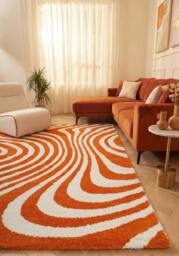 Rackhams Joli Striped Orange & White Rug - 160X230 cm - thumbnail 2