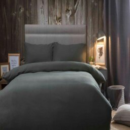 Rackhams Brushed Cotton Duvet Cover - Charcoal - Superking - Charcoal - 100% Cotton - thumbnail 3