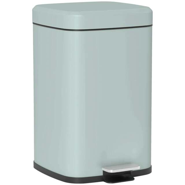 Rackhams 20L Modern Boxy Metal Home Kitchen Bin - Light Green