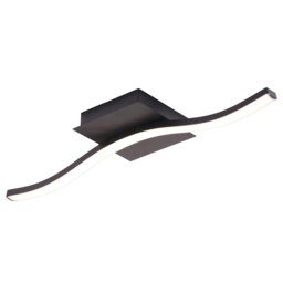 Rackhams Contemporary Designer Single Wavy Strip LED Ceiling Light Fitting in Matte Black - thumbnail 2