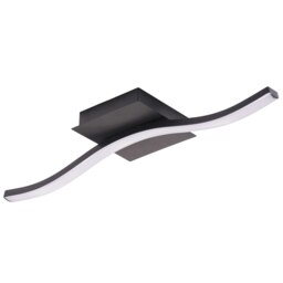 Rackhams Contemporary Designer Single Wavy Strip LED Ceiling Light Fitting in Matte Black - thumbnail 1