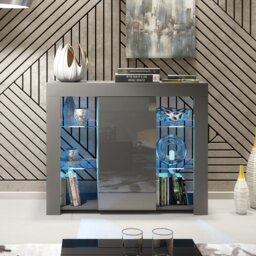 Rackhams Sophisticated 97.5cm TV Stand Sideboard – Grey Gloss Door with Free LED - 97.5cm  - Dark Grey Matt Body & Dark Grey Gloss Doors -  MDF/Chipboard - thumbnail 3