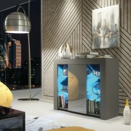 Rackhams Sophisticated 97.5cm TV Stand Sideboard – Grey Gloss Door with Free LED - 97.5cm  - Dark Grey Matt Body & Dark Grey Gloss Doors -  MDF/Chipboard - thumbnail 6