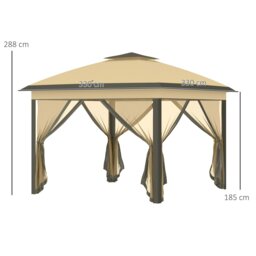 Rackhams Pop Up Gazebo Height Adjustable Canopy Tent w/ Carrying Bag, Beige - Dark Grey - thumbnail 6