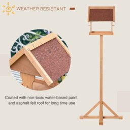 Rackhams Wooden Bird Feeder w/ Cross-shaped Support Feet Weather Resistant Roof - thumbnail 4