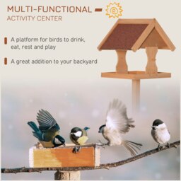 Rackhams Wooden Bird Feeder w/ Cross-shaped Support Feet Weather Resistant Roof - thumbnail 3