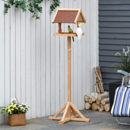 Rackhams Wooden Bird Feeder w/ Cross-shaped Support Feet Weather Resistant Roof