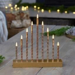 Rackhams 26cm Battery Operated Gold Light up Christmas Candle Bridge with 9 Warm White LEDs