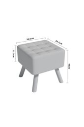 Rackhams Grey Linen Padded Wooden Leg Square Footstool - Grey - thumbnail 6