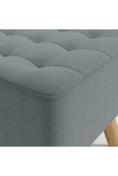 Rackhams Grey Linen Padded Wooden Leg Square Footstool - Grey - thumbnail 5